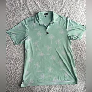 Bad Birdie Light Green Palm Tree Polo Shirt Size L